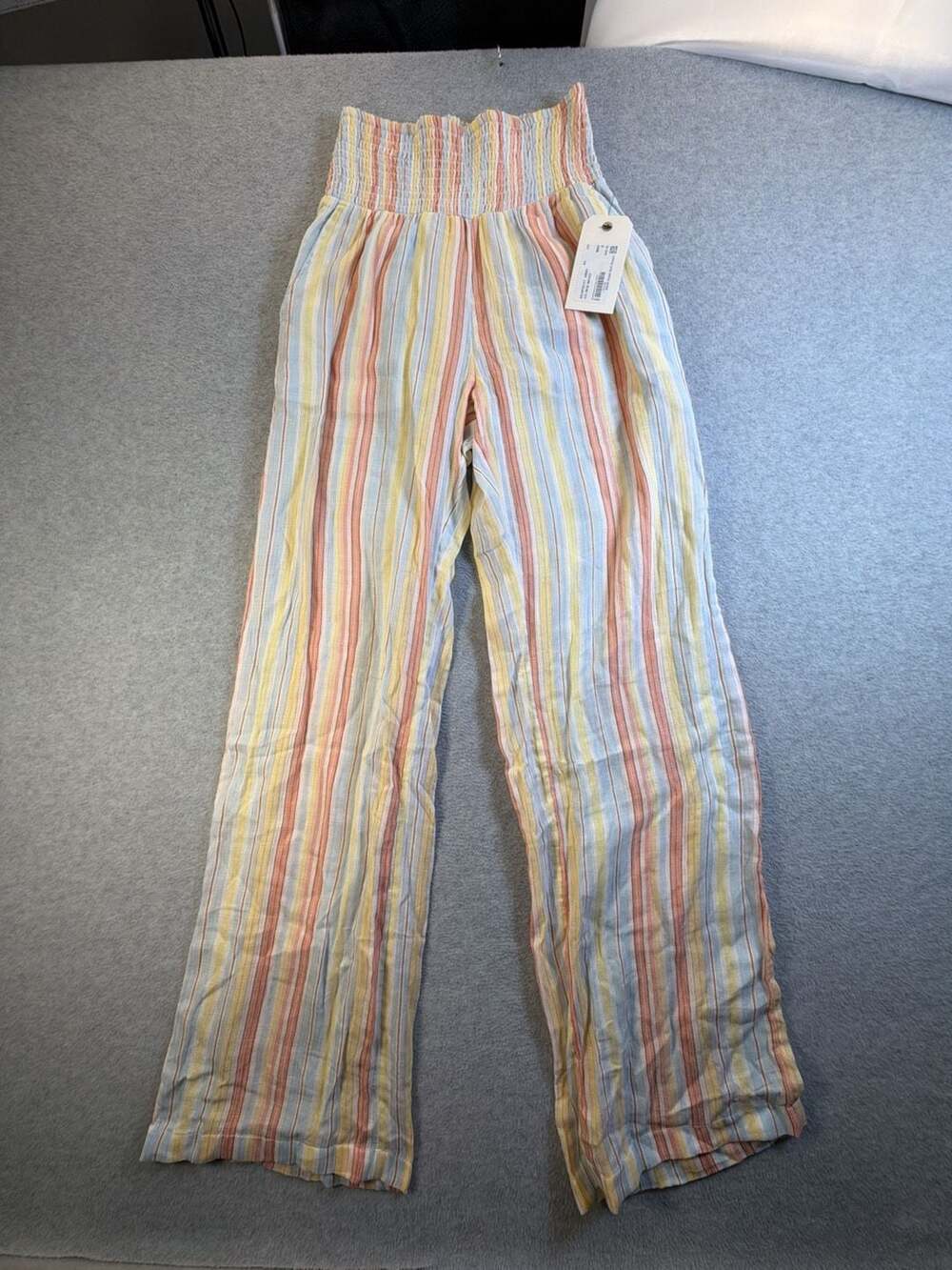 Billabong New Waves Pants Size S Multicolor Striped Smocked Waist